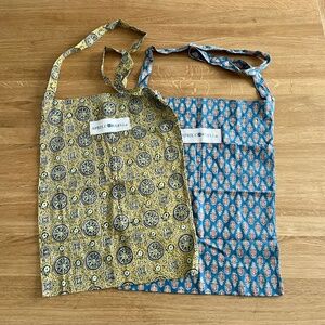 Lot of 2 April Cornell Cross Body Tote Ajrakh Medallion Bag Cotton Blue Mustard